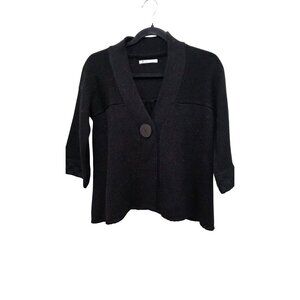 Miss Me Collection Black Button Front Knit Cardigan Sweater 3/4 Sleeves S